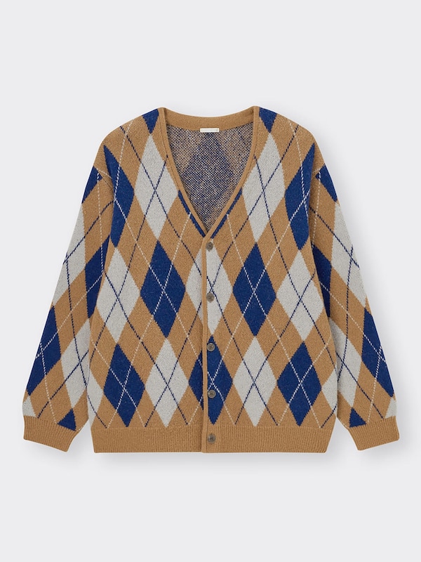 ブラッシュドヤーンカーディガン(長袖)(アーガイル)