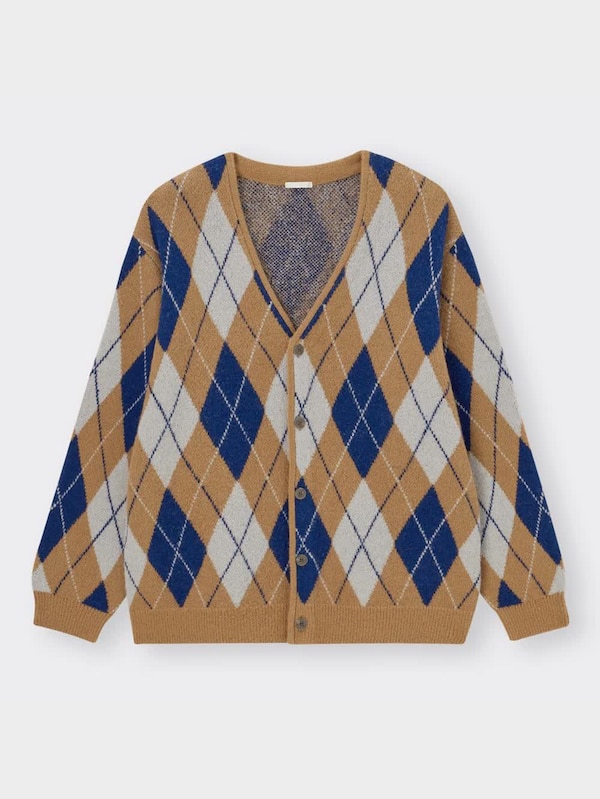 ブラッシュドヤーンカーディガン(長袖)(アーガイル)