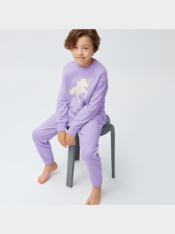 KIDS(男女兼用)ソフトスウェットラウンジセット(ユニコーン)(長袖&ロングパンツ)