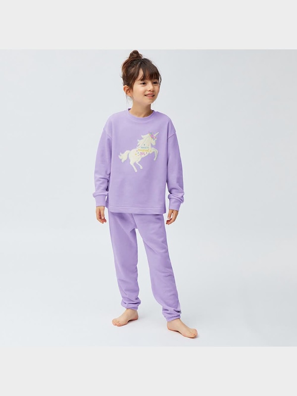 KIDS(男女兼用)ソフトスウェットラウンジセット(ユニコーン)(長袖&ロングパンツ)