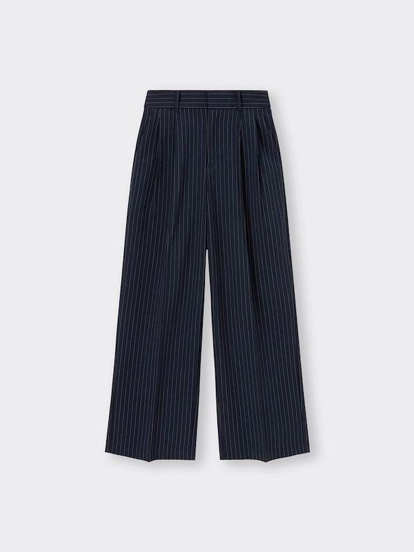 タックワイドパンツ(ストライプ)(丈標準70.0～74.0cm)