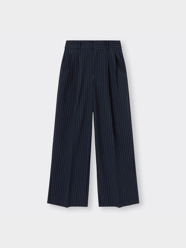 タックワイドパンツ(ストライプ)(丈標準70.0～74.0cm)