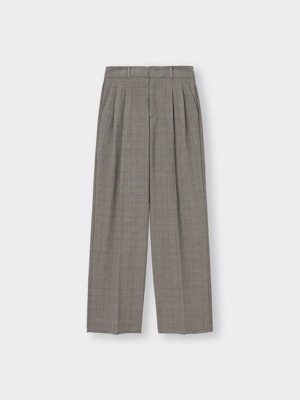 タックワイドパンツ(チェック)+EC(丈長め80.0cm)