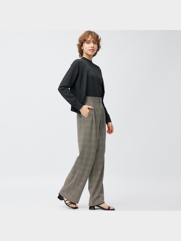 タックワイドパンツ(チェック)+EC(丈長め80.0cm)