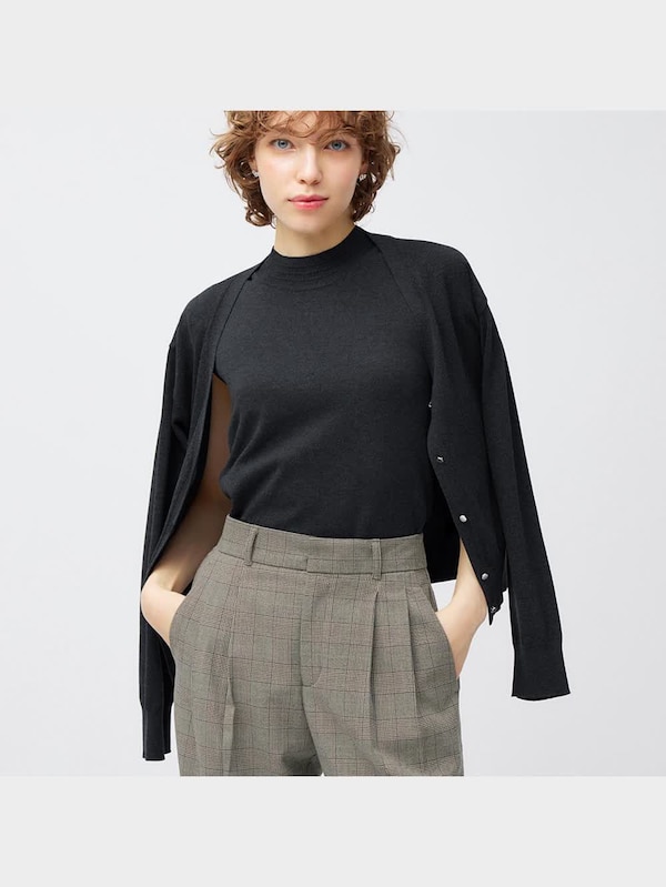 タックワイドパンツ(チェック)+EC(丈長め80.0cm)