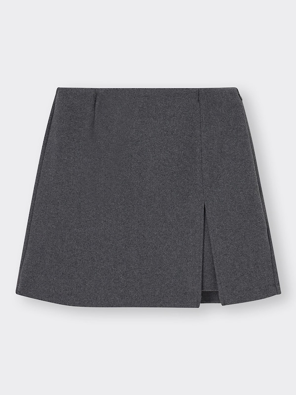 ローウエスト起毛スリットミニスカート