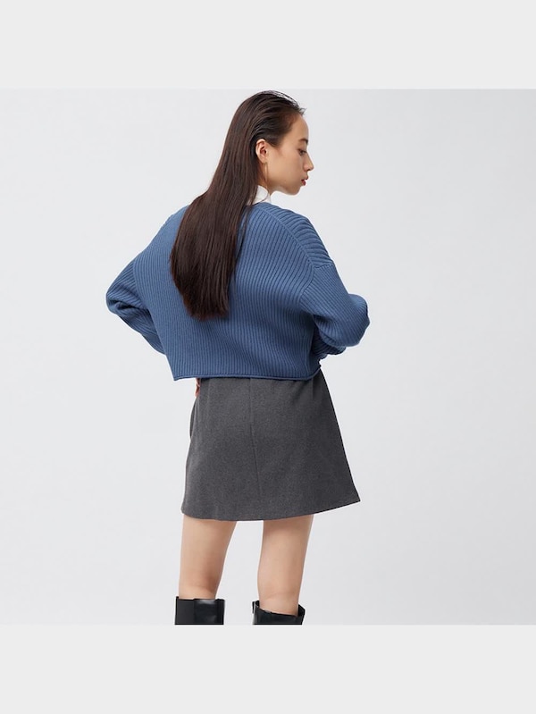 ローウエスト起毛スリットミニスカート