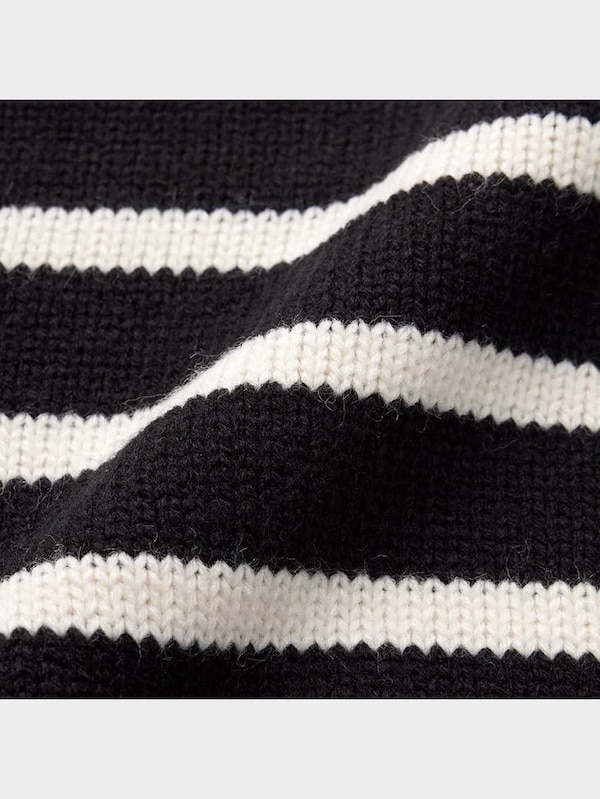 ミドルゲージクルーネックカーディガン(長袖)(ボーダー)