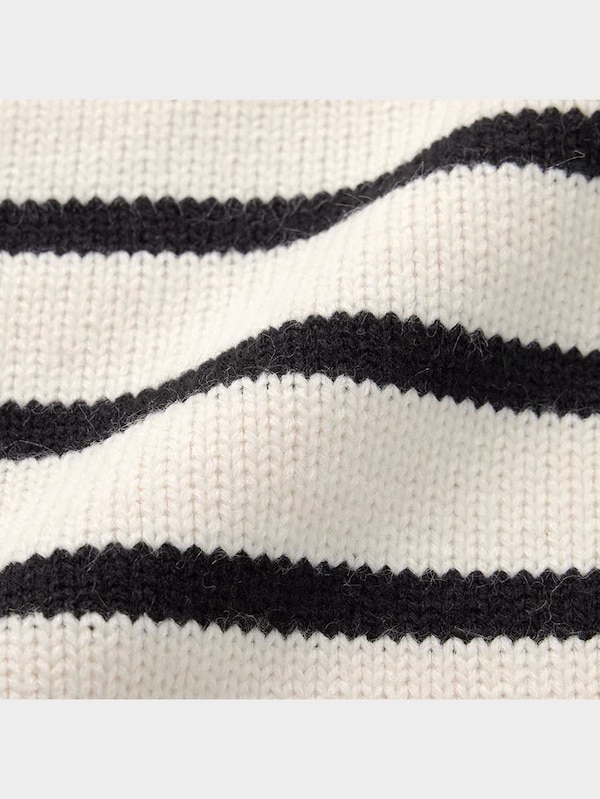 ミドルゲージクルーネックカーディガン(長袖)(ボーダー)