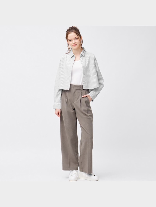 オックスフォードショートシャツ(長袖)(ストライプ)+E