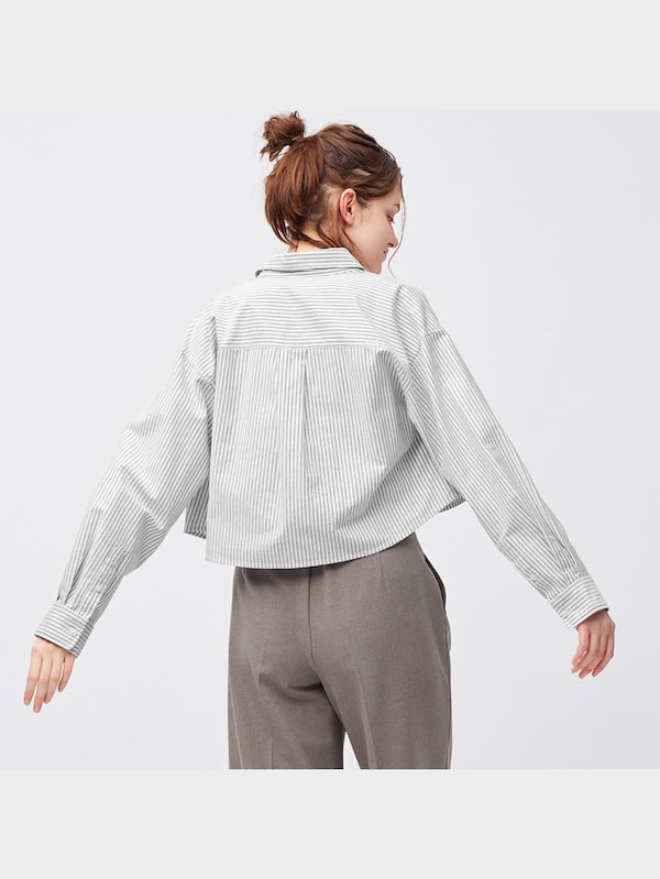 オックスフォードショートシャツ(長袖)(ストライプ)+E