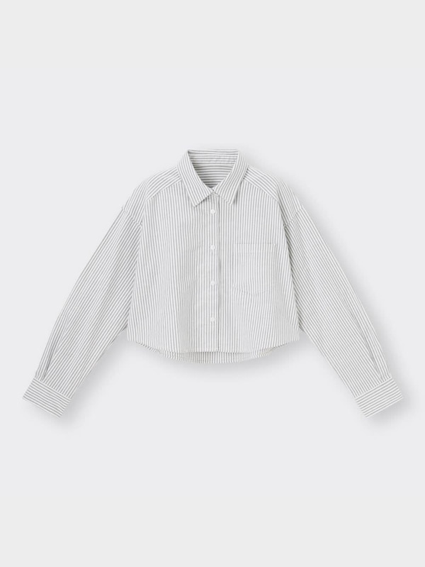 オックスフォードショートシャツ(長袖)(ストライプ)+E