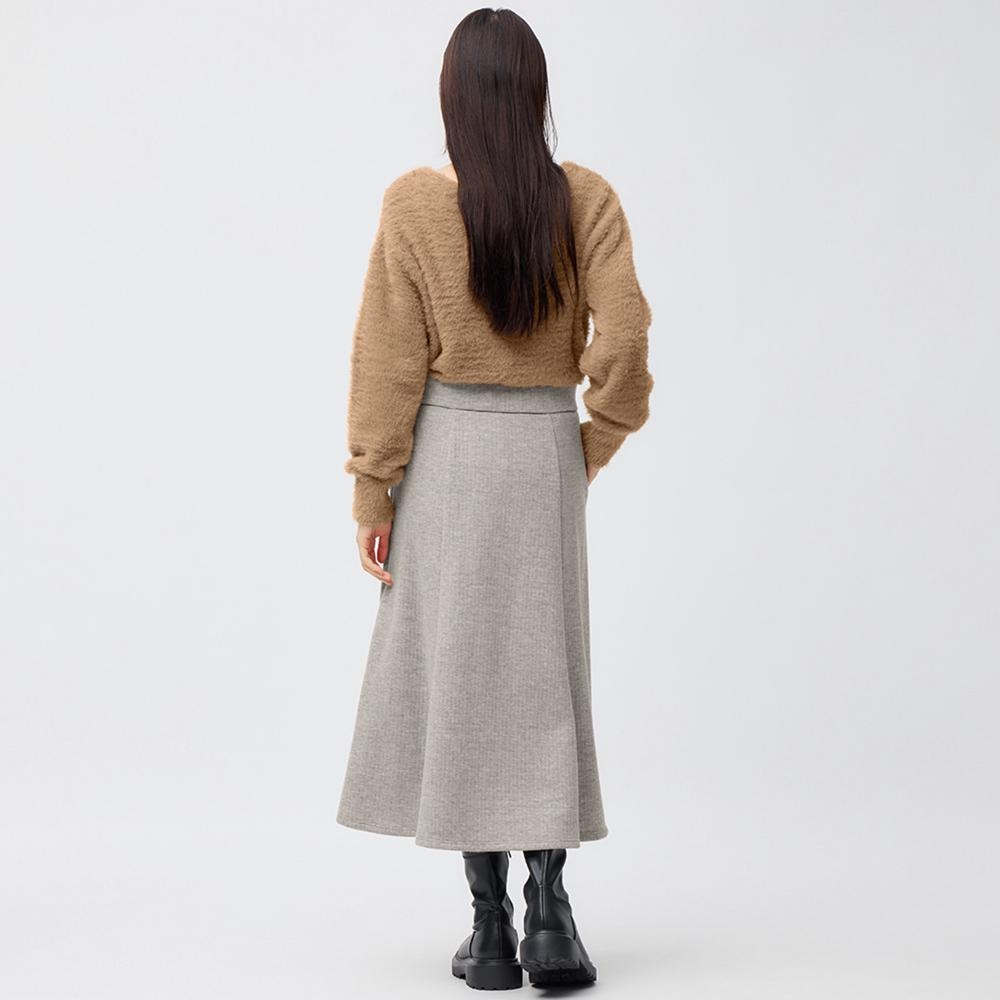 GU公式   ブラッシュドリブフレアミディスカート+EC丈短め.0～.0cm