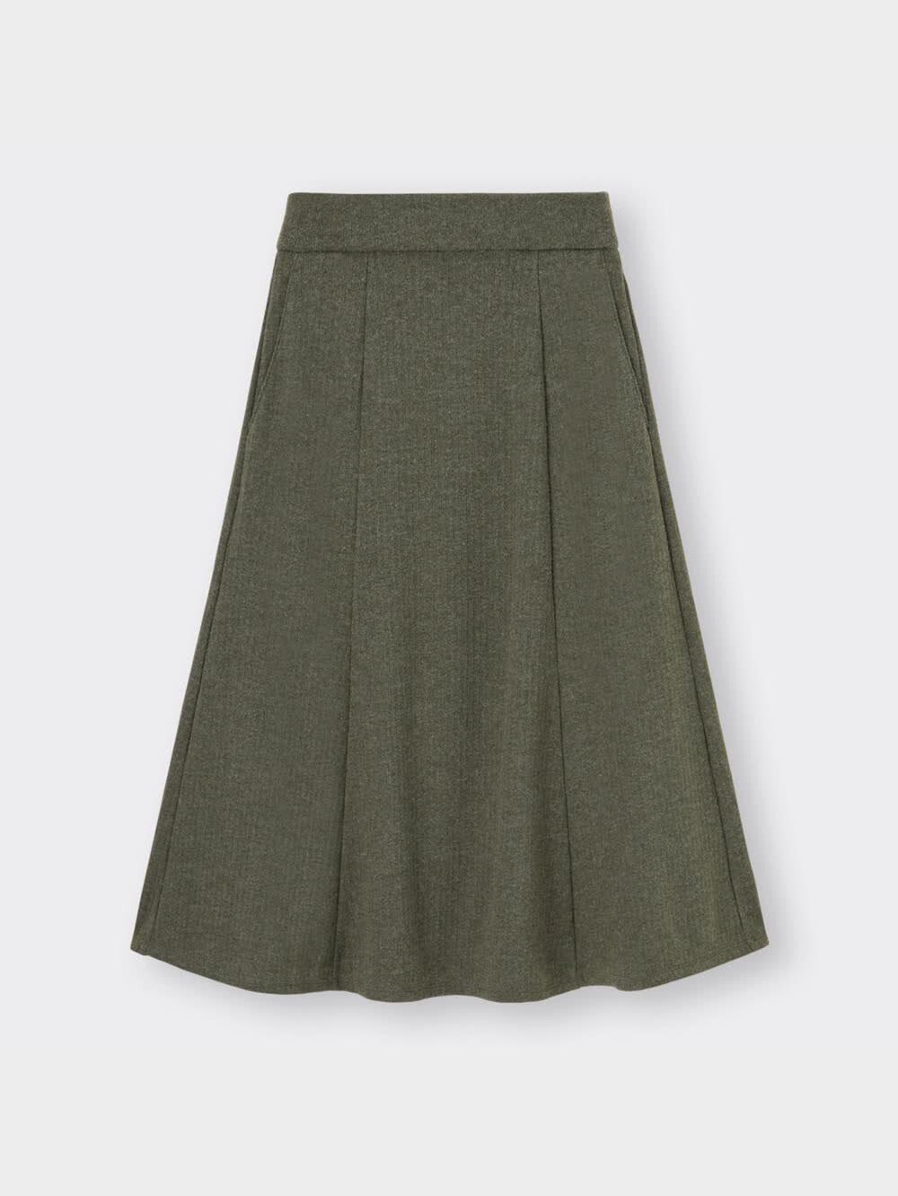 メイカー不詳 GU公式 | ブラッシュドリブフレアミディスカート+EC(丈短め74.0