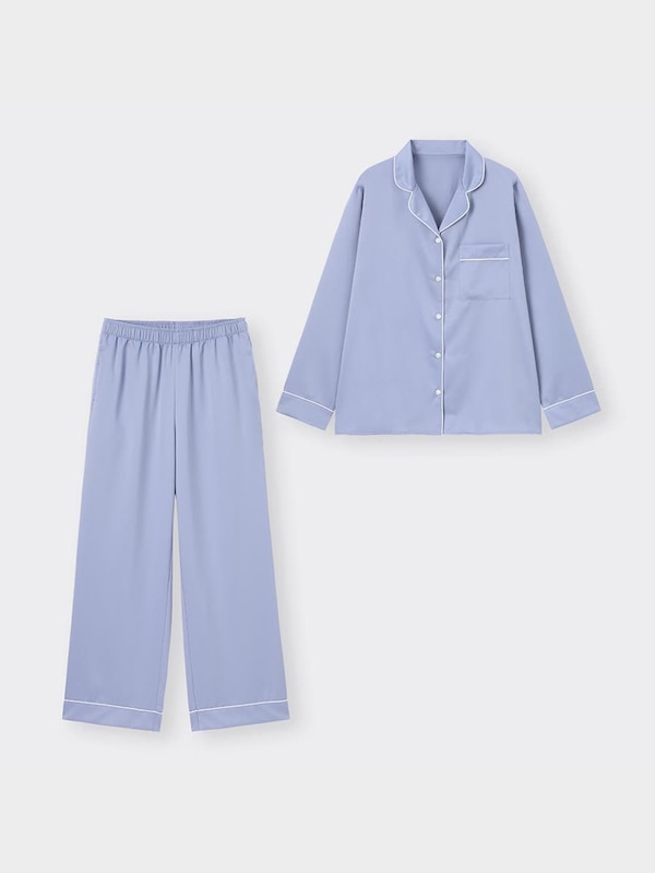 サテン��パジャマ(長袖&ロングパンツ)