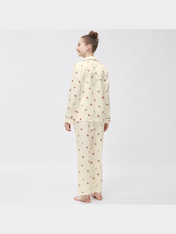 サテンパジャマ(長袖&ロングパンツ)(ストロベリー)