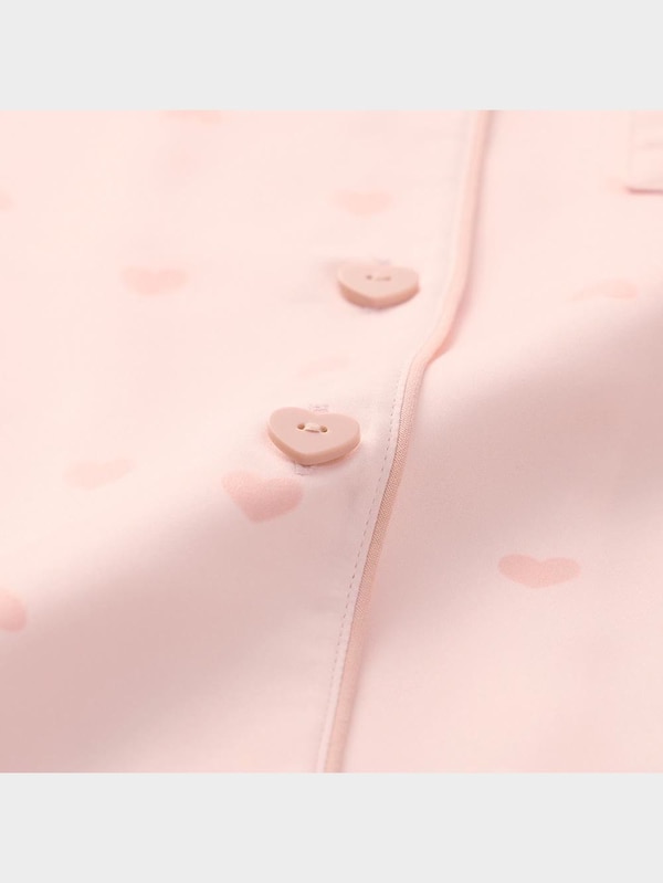 サテンパジャマ(長袖&ロングパンツ)(ハート)