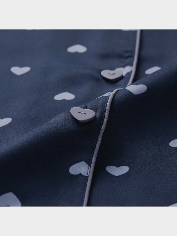 サテンパジャマ(長袖&ロングパンツ)(ハート)