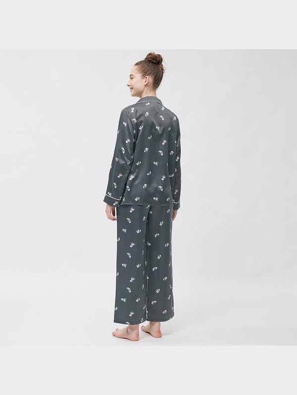 サテンパジャマ(長袖&ロングパンツ)(パンダ)