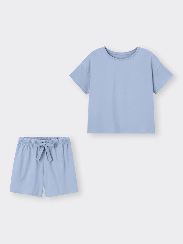 コットンカラーラウンジセット(半袖&ショートパンツ)