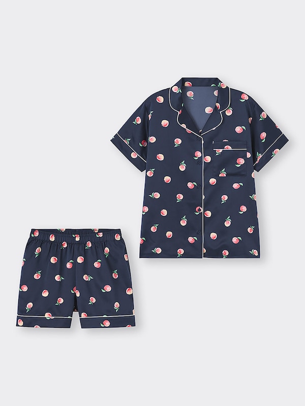 サテンパジャマ(半袖&ショ�ートパンツ)(ピーチ)