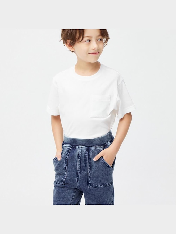 KIDS(男女兼用)インディゴカットソージョガーパンツ