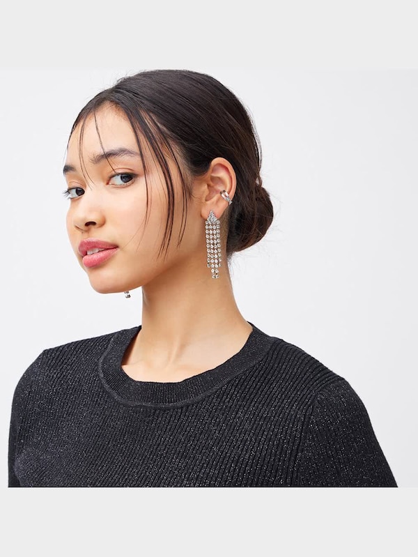 ビジューフリンジピアス