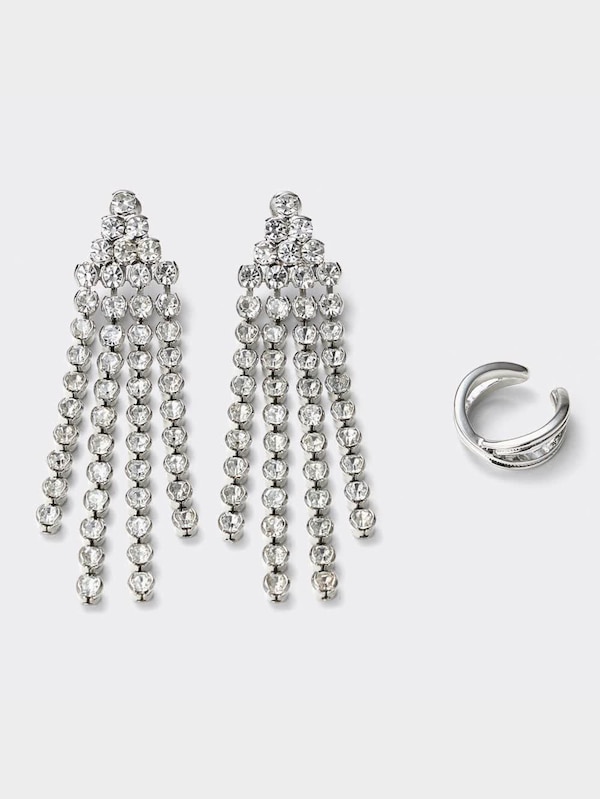 ビジューフリンジピアス