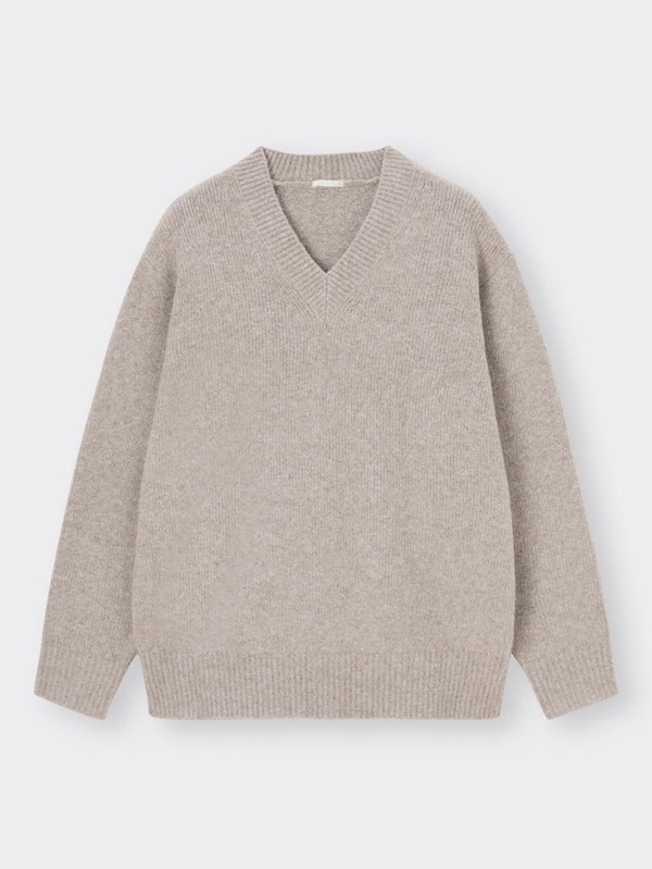 ブラッシュドヤーンVネックセーター(長袖)