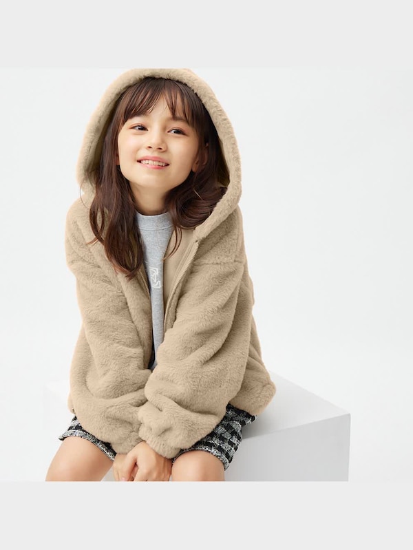 GIRLSフェイクファーフーディジャケット(長袖)