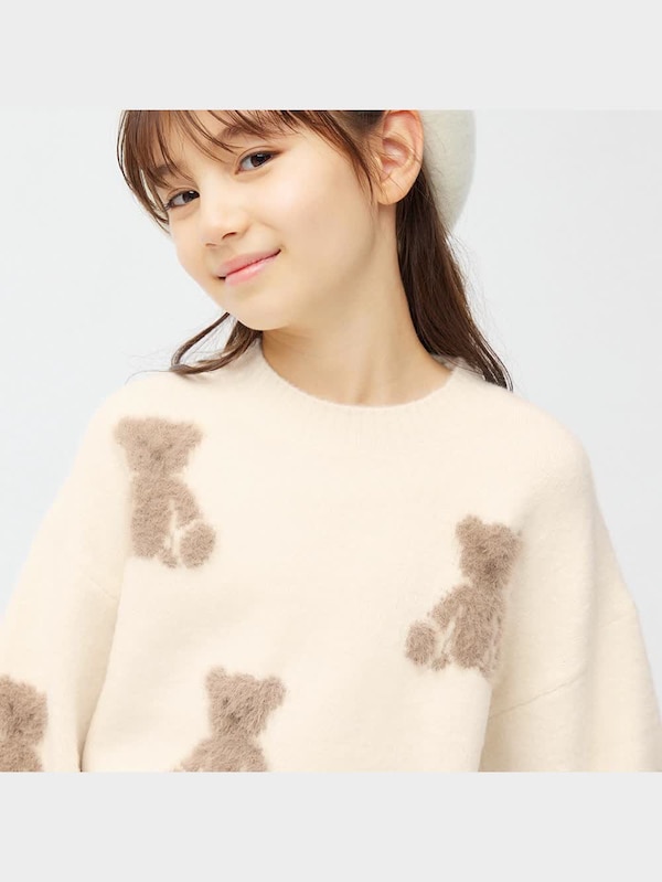 GIRLSパフィータッチジャカードセーター(長袖)(ベア)