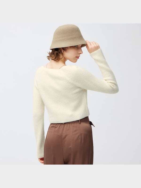 パフィータッチVネッククロップドセーター(長袖)