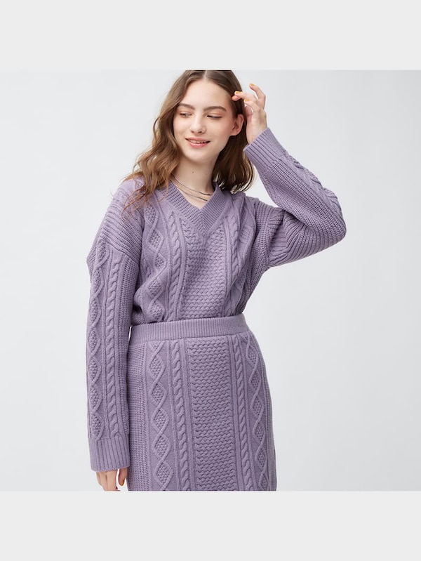 ケーブルニットミニスカート(セットアップ可能)