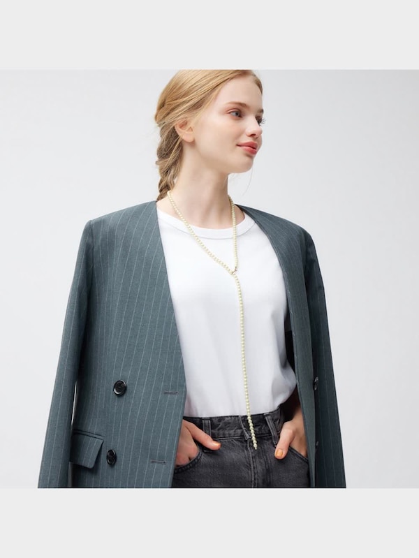 ロングラリエットパールライクネックレス