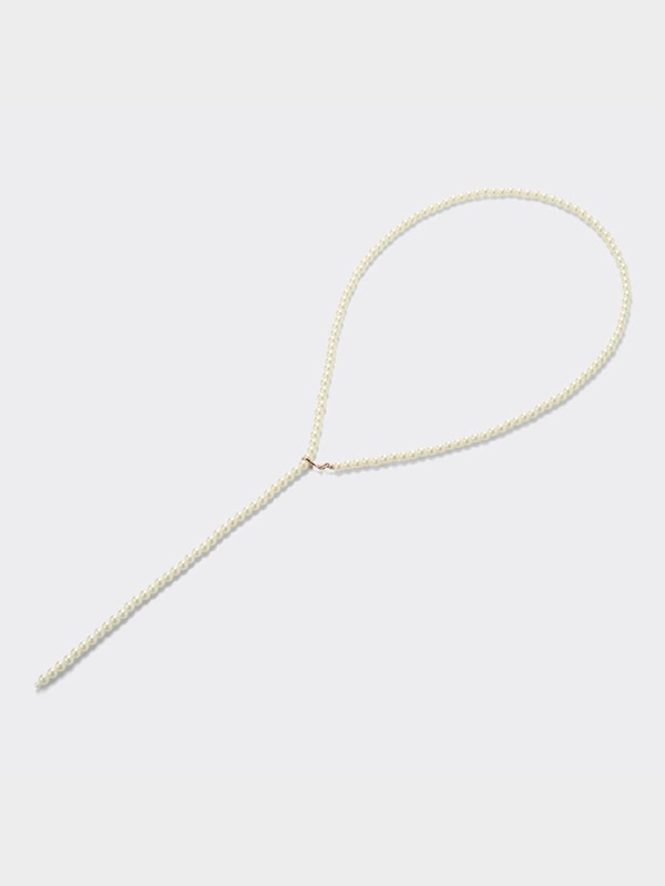 ロングラリエットパールライクネックレス