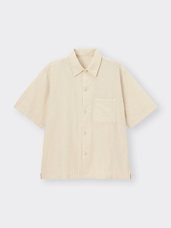 シアサッカーシャツ(5分袖)(ストライプ)