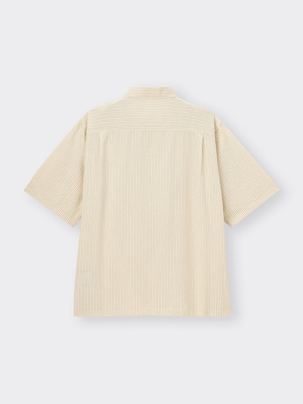 シアサッカーシャツ(5分袖)(ストライプ)