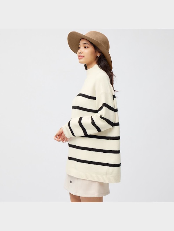 パフィータッチオーバーサイズセーター(長袖)(ボーダー)(2023年冬アイテム)