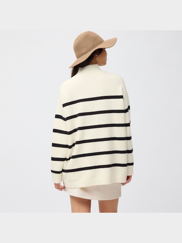 パフィータッチオーバーサイズセーター(長袖)(ボーダー)(2023年冬アイテム)