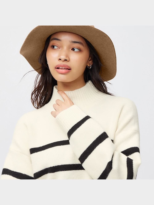 パフィータッチオーバーサイズセーター(長袖)(ボーダー)(2023年冬アイテム)