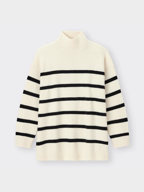 パフィータッチオーバーサイズセーター(長袖)(ボーダー)(2023年冬アイテム)