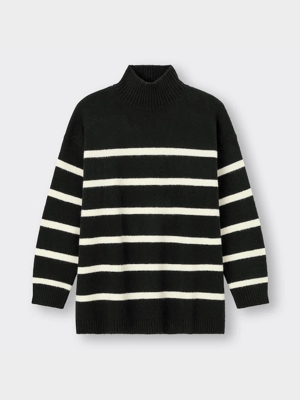 パフィータッチオーバーサイズセーター(長袖)(ボーダー)(2023年冬アイテム)