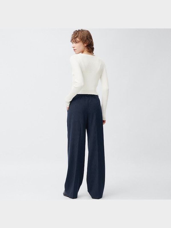 タックワイドパンツ(ストライプ)+EC(丈長め80.0cm)