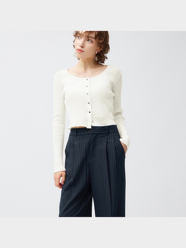 タックワイドパンツ(ストライプ)+EC(丈長め80.0cm)