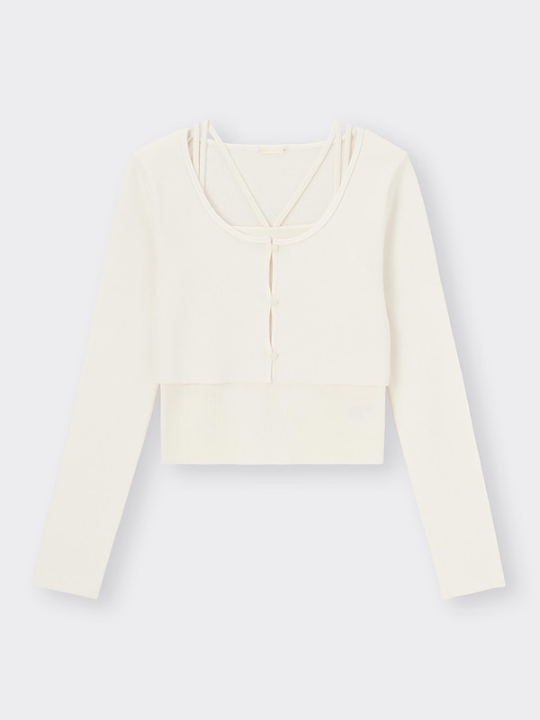 2ピースクロップドカーディガン(長袖)