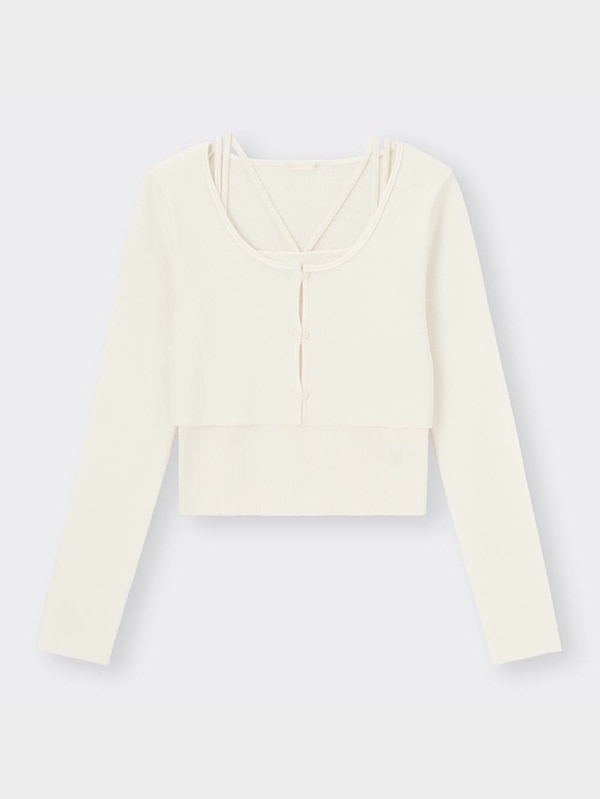 2ピースクロップドカーディガン(長袖)