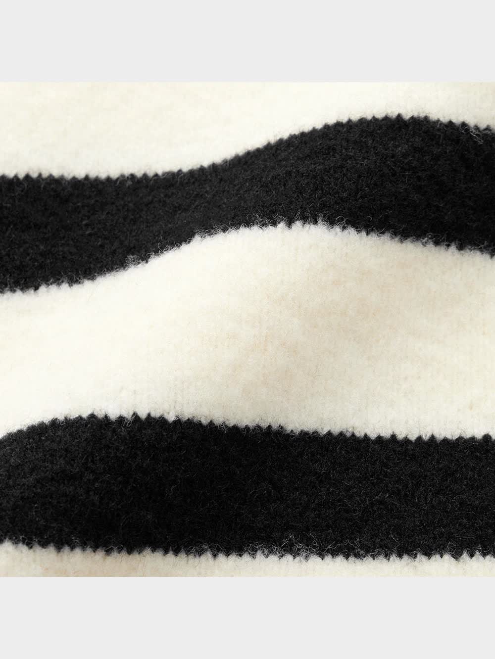 GU公式 | パフィータッチスキッパーポロセーター(長袖)(ボーダー)