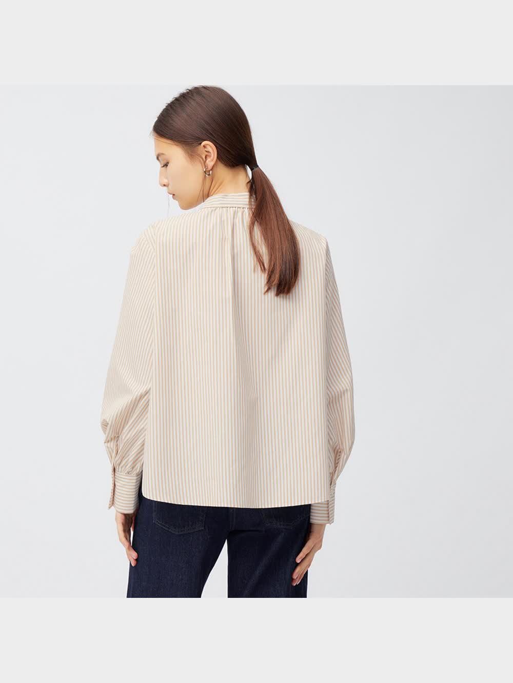 美品 ファノストゥディオズ ボウタイ長袖ブラウス ストライプ