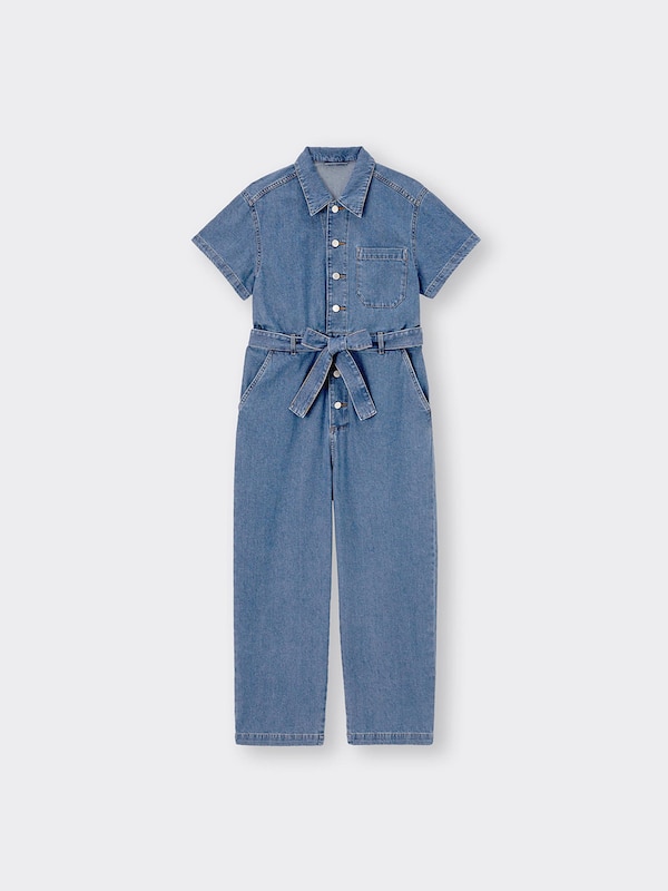 デニムジャンプスーツ(半袖)Q+E