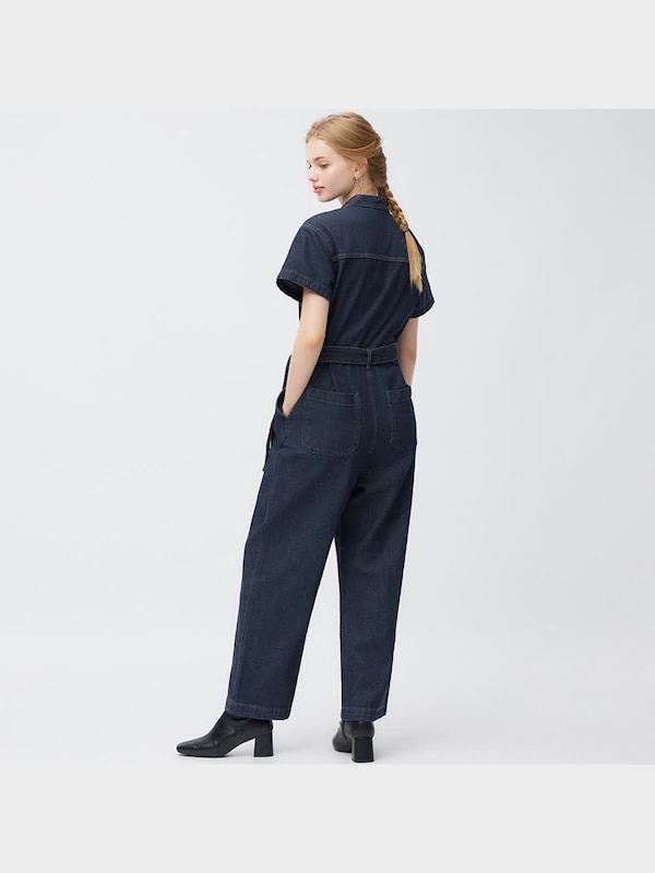 デニムジャンプスーツ(半袖)Q+E